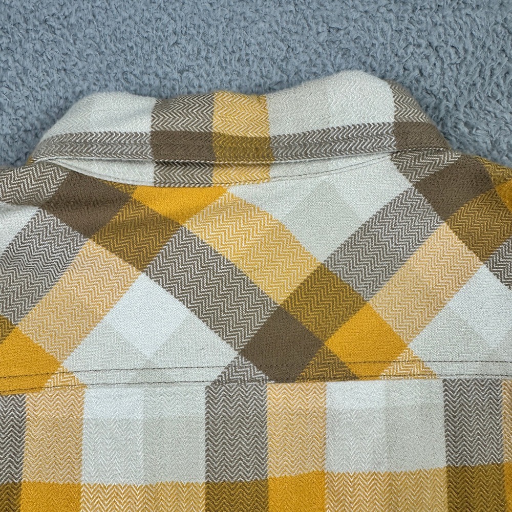 Howler Bros Harkers Flannel Shirt Mens Medium Yellow Brown Plaid Heavyweight - Picture 7 of 14